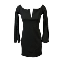 Missguided Long Sleeve Black Mini Dress V Wire Split Sleeves Classic Lbd Size 2 - £7.14 GBP