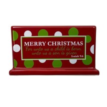 Merry Christmas Mantle Sign For Unto Us A Child is Born Isaiah 9:6 Ceramic - £14.90 GBP