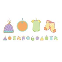 Baby Shower Autograph Garland 24 Cutouts Clothespins Ribbon Message Acti... - $4.75