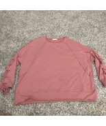 Easel Womens Pink Long Sleeve Round Neck Pullover Sweater Lace Up Sleeve... - €10,53 EUR