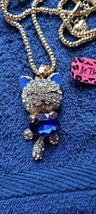 New Betsey Johnson Necklace Cat Duke Blue Rhinestone Classy Collectible Decorate - £12.08 GBP