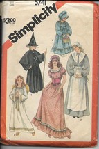 SIMPLICITY VNTG 5741 COSTUME PTRN SZ 10/12 WITCH ANGEL PURITAN COLONIAL ... - £3.99 GBP