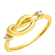 0.10Ct Rund Schliff Moissanit Liebesknoten Promise Ring Damen 14K Gelb Vergoldet - £34.42 GBP