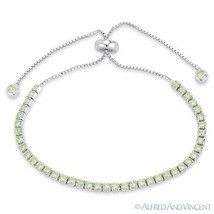 2.8mm Simulated Peridot Cubic Zirconia .925 Sterling Silver Bolo Tennis Bracelet - £33.17 GBP