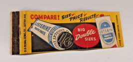 Vintage Listerine Toothpaste And Tooth Powder Double Sizes Match Book Cover - £5.39 GBP