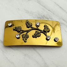 Vintage Rhinestone Floral Gold Tone Cinch Belt Buckle - £7.89 GBP