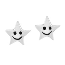Adorable and Happy Little Stars Sterling Silver Stud Earrings - £6.74 GBP