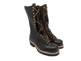 Hoffman Men&#39;s 16&quot; Pole Climber Boots *Made In USA* Black Leather Size 10.5E - £265.77 GBP
