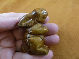 (Y-BUN-ST-726) little brown BUNNY RABBIT gemstone carving FIGURINE love ... - $17.53