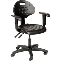Interion Polyurethane Task Chair with Adjustable Arms Black - £324.15 GBP