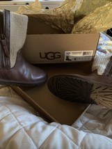 Ugg Australia Rosalie Knit Leather Brown Knit Boots Size 5 Nib - £55.45 GBP