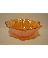 Iridescent Marigold Carnival Glass Bowl Candy Dish Lily Pattern  - $30.00