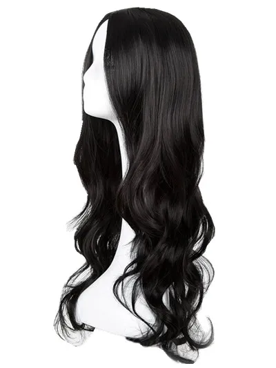 Black Wig Fei-Show Synthetic Heat Resistant Fiber Long Curly Middle Line Ha - £10.51 GBP