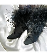 Valentino Garavani Silk Couture Black Ostrich Feathers Ankle Boots Sz 6.... - $1,853.91 MXN