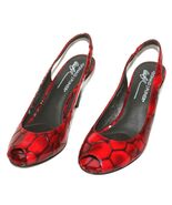 New DONALD J. PLINER 6 US Papina Red Croco Patent Premium Leather Slingb... - $57.00