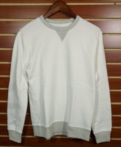 NEW Men&#39;s Ultra Soft Sweatshirt Cotton Blend Crew Neck Pullover Cream Medium - £19.77 GBP