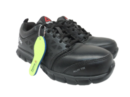 Reebok Women&#39;s Sublite Safety Cushion Work Shoes RB047 Black Leather Size 5.5M - £39.77 GBP