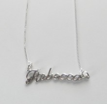 925 Sterling Silver Name Necklace - Name Plate - REBECCA 17.5&quot; Chain w/Pendant - £47.78 GBP