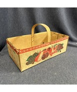 USA Cardboard 1/2 Peck Fresh Fruit And Vegetable Basket W/ Wood Handle EUC - $9.90