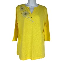 Decorated Originals Womens V-Neck Shorts Sleeved Top Size M Yellow - £18.19 GBP