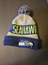 Seattle Seahawks 47Brand Blue Lime Gray Cuffed Pom Knit Hat Beanie Adult OSFM - £14.67 GBP