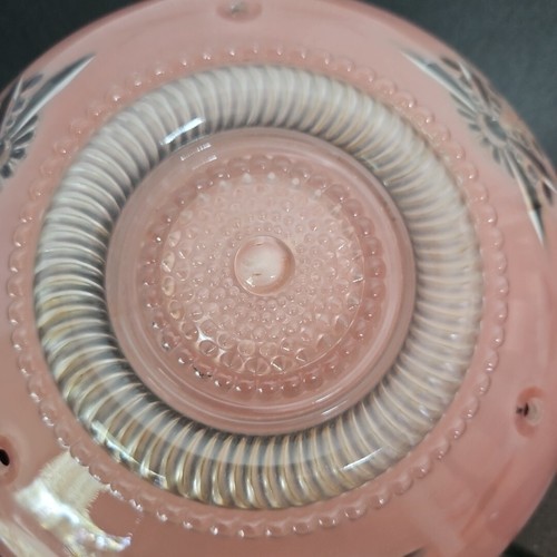 Vintage Pink Starburst Ceiling Fixture MCM Frosted Glass Light Shade 3 Hole Item image 7