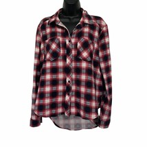 Eden &amp; Olivia Plaid Blouse Red Navy Womens Size Small - £10.43 GBP