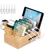 Bamboo Charging Station for Multiple Devices + 6 Mixed Cables and Watch ... - $1,035.48 MXN