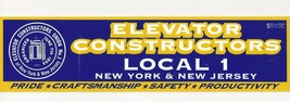  ELEVATOR CONSTRUCTORS UNION No.1 New York New Jersey Vehicle Bumper Sti... - $12.00
