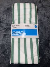 Long Body Pillow Cover 2 Pack Green White Stripe Zip Pillowcase 20 x 50. M - £11.95 GBP