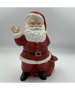 Vintage 1970’s Duncan Ceramic 10.5” Waving Santa Claus Planter W/Gift Bag - $25.25
