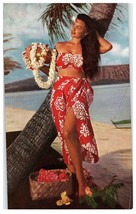 Hawaiian Maiden in Sarong Pareo Palm Tree Lei Koko Head United Airlines Postcard - £5.43 GBP