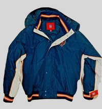Chicago Bears Jacket 90&#39;s Nos Nfl Navy White Orange Hooded Size M New Old Stock - £36.17 GBP