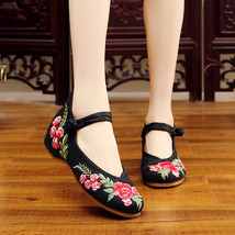 Handmade Women&#39;s Vintage Embroidered Canvas Ballet Flats Ladies Comfortable Chin - £20.39 GBP