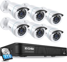 Zosi 1080P Home Security Camera System Outdoor Indoor, H.265+, 80Ft Nigh... - £214.69 GBP