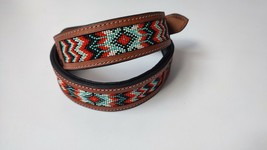 Shwaan Hundehalsband aus echtem Leder mit Perlen, gepolstertes... - £37.57 GBP