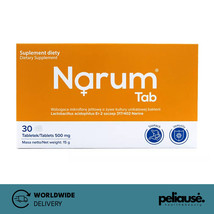 Narine 500 Narum Tab Food Supplement Probiotic Lactobacillus Acidophilus 30 Caps - £15.97 GBP