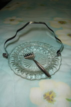 Vintage Glass Seafood Dish with Silvertone Fork  - $11.00