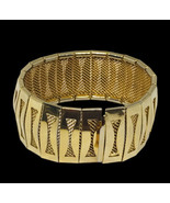 Vintage Plated Gold Tone Metal,Over Metal Mesh Panel Link Bracelet 7” - $55.58 CAD