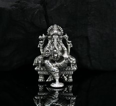 925 sterling silver Lord Ganesha statue, figurine, puja article home tem... - $207.89