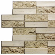 Dundee Deco PG7062 Beige Faux Brick, 3.2 ft x 1.6 ft, PVC 3D Wall Panel, Interio - £7.66 GBP+