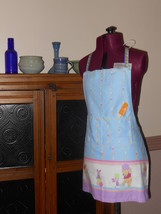 Child Lined Cotton Apron w/Pockets - Winnie the Pooh (Pink/Blue) - Child Large - £10.37 GBP