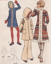 Vintage Girls Retro 70s A-Line Hoodie Coat Jacket Pants Sew Pattern S12 - £7.82 GBP