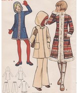 Vintage Girls Retro 70s A-Line Hoodie Coat Jacket Pants Sew Pattern S12 - £7.85 GBP