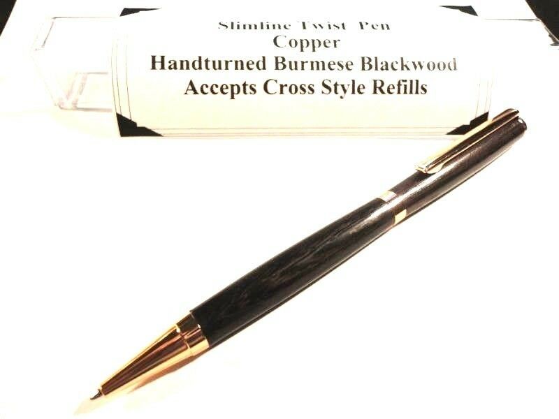 NEW! Beautiful Handturn Wooden Pen Cross Copper Blackwood Ball Point Handmade - $59.35