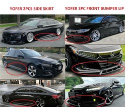 Front Bumper Lip Splitters + Side Skirt Yofer Black For Honda Accord 202... - $330.00