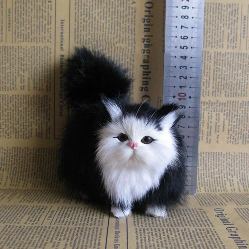 Cute Simulation Little Cat Plush Toys Soft Stuffed Kitten Model Fake Cat Realist - £11.63 GBP