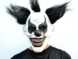 Scary Halloween Clown Mask with Hair Costume Party Black &amp; White Clown - £14.33 GBP