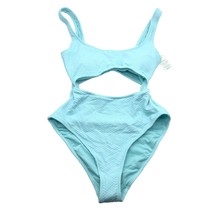 Aerie One Piece Swimsuit Cutouts Full Coverage Textured Light Blue S - $28.90