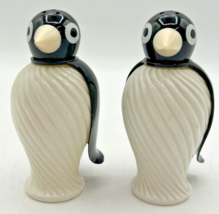 Vintage Retro Salt and Pepper Shakers Penguin Plastic Head Glass Base U2... - £15.65 GBP